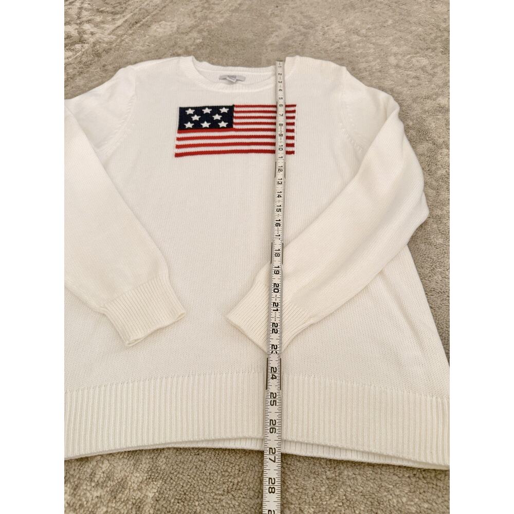 White Sweater with USA Flag America Preppy Women's Large Croft & Barrow - Picture 7 of 8